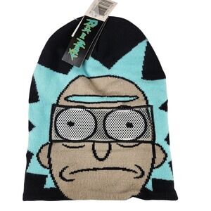Rick and Morty Adult Swim Beanie Hat Flip Down Mesh Mask Black Blue Winter Hat